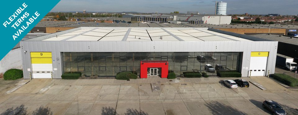 Front view of warehouse unit in Southall
